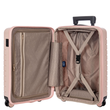 Load image into Gallery viewer, Opened view of the suitcase on a white background. The lid&#39;s side features a zipper-closed compartment, the back side features a set of straps to keep contents in place.
