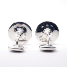 Load image into Gallery viewer, Back view of both cuff links on a light gray background. 
