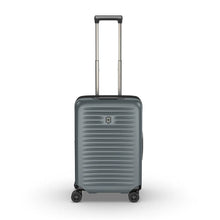 Load image into Gallery viewer, Front panel view of the hard shell suitcase with the telescopic handle extended. 
