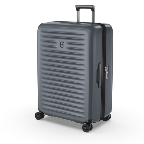 Angled front view of the large case in storm gray. 