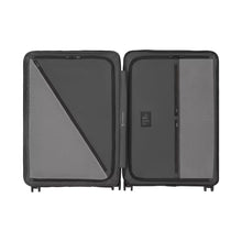 Load image into Gallery viewer, Interior view showing the closing dividers.  The left divider has one zipper compartment, the right divider has two.
