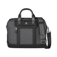 Load image into Gallery viewer, Front panel view of the suitcase with the shoulder strap laid on the top panel&#39;s right side. 
