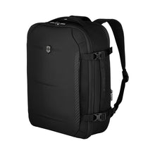 Load image into Gallery viewer, Angled front view of the black pack. 
