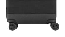 Load image into Gallery viewer, Close up to the spinner wheels on the suitcase. 
