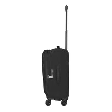 Load image into Gallery viewer, Side panel view of the soft side suitcase shown partly expanded.

