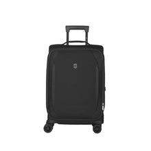 Load image into Gallery viewer, Front panel view of the black soft side suitcase. 
