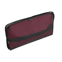 Load image into Gallery viewer, Angled view of the included organizing case in burgundy with black trims.  
