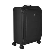 Load image into Gallery viewer, Angled front view of the suitcase with the handle retracted. 
