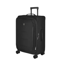 Load image into Gallery viewer, Angled front view of the soft side suitcase. The telescopic handle is partly extended. 
