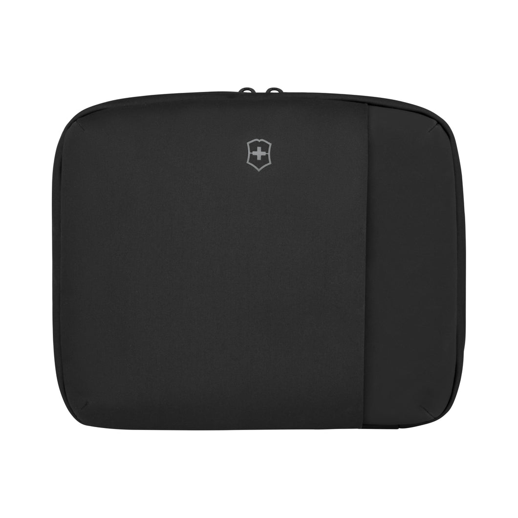Front panel view of the black Travel Essentials Toiletry Bag