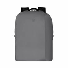 Load image into Gallery viewer, Front Panel View of the frost grey backpack. 
