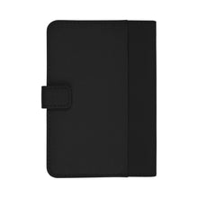 Load image into Gallery viewer, Back view of the black passport holder. 
