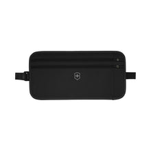 Load image into Gallery viewer, Front panel view of the security belt pack in black. 
