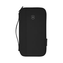 Load image into Gallery viewer, Front view of the black essentials travel organizer.
