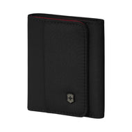 Angled front view of the tri-fold wallet. 