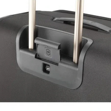 Load image into Gallery viewer, Close up to the USB port built into back panel telescoping handle casing to charge your cellphone on the go.  USB cable, power bank, and smart phone not included.
