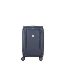 Load image into Gallery viewer, Front panel view of the blue soft side suitcase. 
