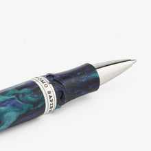 Load image into Gallery viewer, Close up to the grip and nose section of the rollerball pen. The  nose section is a light gray metal color. 
