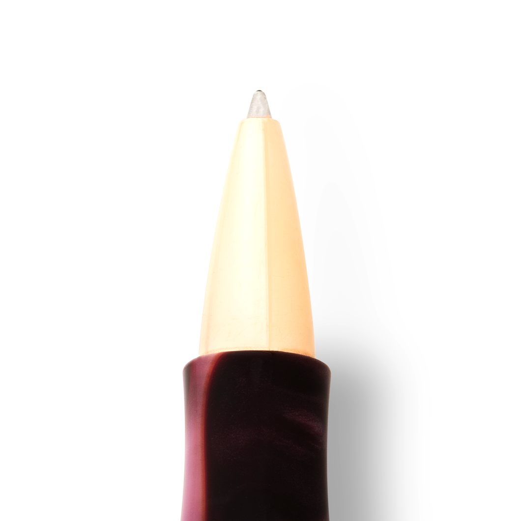 Visconti Homosapiens Iris Garden Rollerball Pen nose section close up.