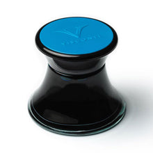 Load image into Gallery viewer, Side view of the turquoise ink bottle on a white background. 

