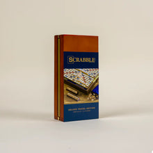 Load image into Gallery viewer, Angled front view of the Deluxe Travel Scrabble.

