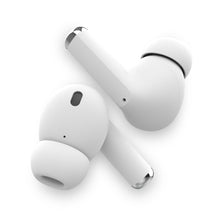 Load image into Gallery viewer, Front and side views of two earbuds on a white background.
