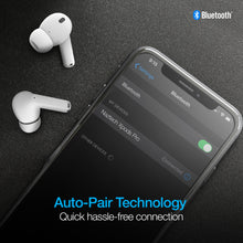 Load image into Gallery viewer, The earbuds connected to a cellphone via bluetooth. The device name appears as Naztech Xpods Pro.
