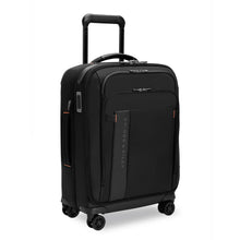 Load image into Gallery viewer, full angled view of the black Briggs &amp; Riley Global 21" Carry-on Expandable Spinner
