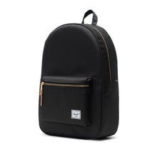 Load image into Gallery viewer, Angled front view of the black backpack.
