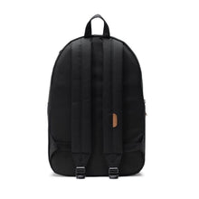 Load image into Gallery viewer, Back panel view of the black backpack. 
