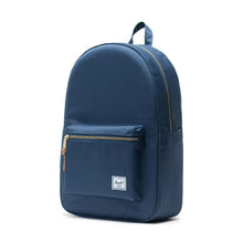 Load image into Gallery viewer, Angled front view of the navy blue backpack. 
