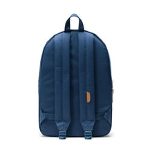 Load image into Gallery viewer, Back panel view of the navy blue backpack. 

