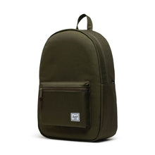 Load image into Gallery viewer, Angled front view of the ivy green chicory coffee backpack.
