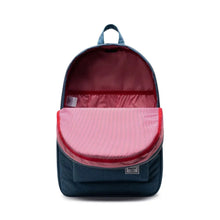 Load image into Gallery viewer, Front interior view of the Copen Blue Crosshatch Settlement backpack. 
