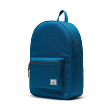 Load image into Gallery viewer, Angled front view of the Moroccan blue backpack.
