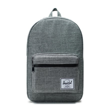 Load image into Gallery viewer, Front panel view of the Raven Crosshatch Pop Quiz Backpack
