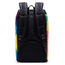Load image into Gallery viewer, Back panel view of the tie dye backpack.
