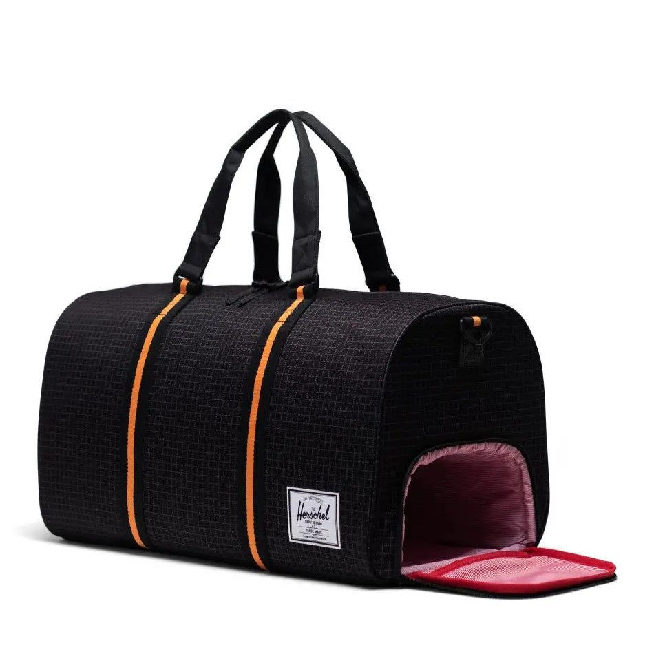 Herschel Novel Duffle Black Grid/Orange Airline International