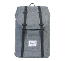 Load image into Gallery viewer, Front panel view of the Raven Crosshatch Backpack.
