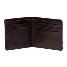 Load image into Gallery viewer, Interior view of the Peacoat blue wallet. It features an ID window on the left side. 
