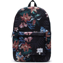 Load image into Gallery viewer, Summer Floral Black Packable Daypack, front panel view.
