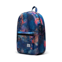 Load image into Gallery viewer, The mineral burst day pack backpack, a pattern of blurred blue, pink, and orange colors.
