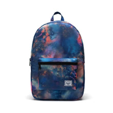 Load image into Gallery viewer, The mineral burst day pack backpack, a pattern of blurred blue, pink, and orange colors.
