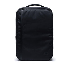 Load image into Gallery viewer, Front panel view of the black backpack. 
