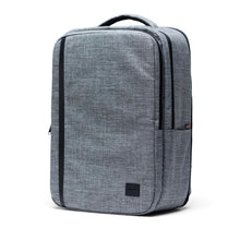Load image into Gallery viewer, Angled front view of the Raven Crosshatch backpack.
