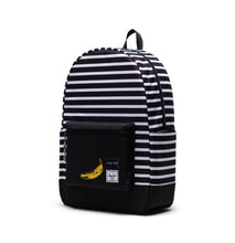 Load image into Gallery viewer, Angled front view of the Banana Settlement backpack. 

