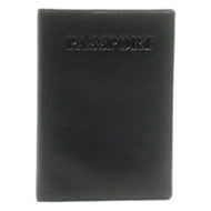 Front view of the leather cover with the word PASSPORT embossed. 