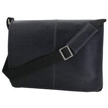 Load image into Gallery viewer, Classico Black Tumbled Leather Messenger Brief
