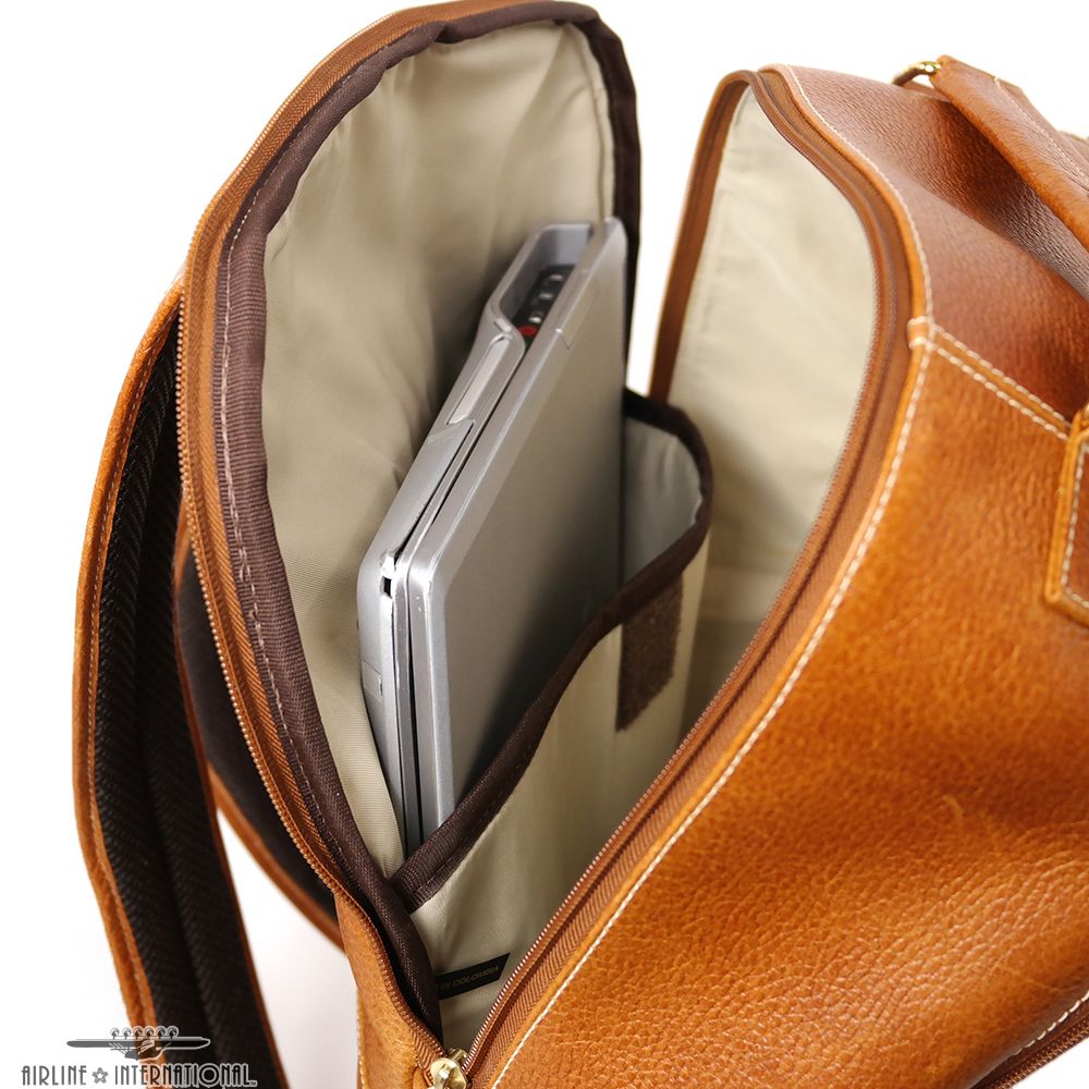 classic leather slim backpack Classico Leather Laptop Backpack – Airline Intl