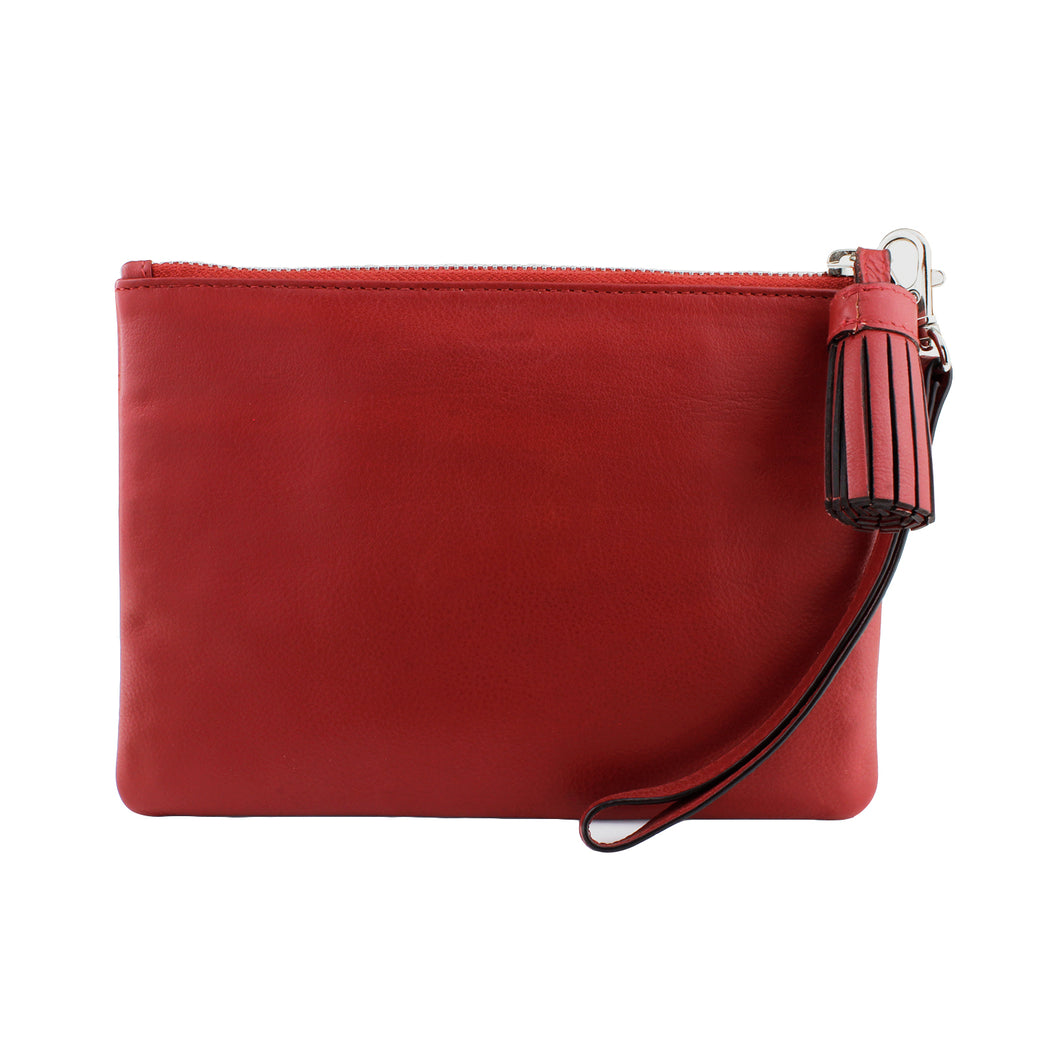 Napa Leather Cosmetic Zippered Pouch